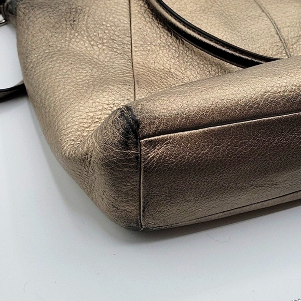 COACH Satchel w/ Crossbody Strap Metallic Pebbled Soft Leather Gold Hardware - Picture 11 of 13